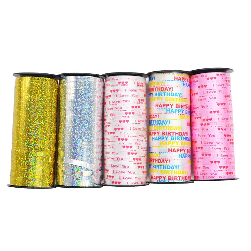 5mm Balloons Ribbons Laser Ribbon for Party Decoration Gifts Box DIY Packing Wedding Decoration Foil Satin Ribbons Accessories