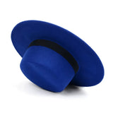 New Classic Solid Color Felt Fedoras Hat Belt for Men Women Blend Jazz Cap Wide Brim Simple Church Derby Flat Top Hat Mujer