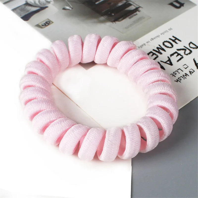 High Elasticity Telephone Coil Hairbands Women Spiral Hair Ties Girls Hair Rings Rope Solid Color Hair Accessories Gum Scrunchy