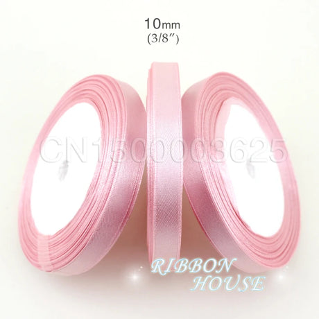 (25 yards/roll) 3/8" (10mm) Pink Single Face Satin Ribbon Webbing Decoration Gift Christmas Ribbons