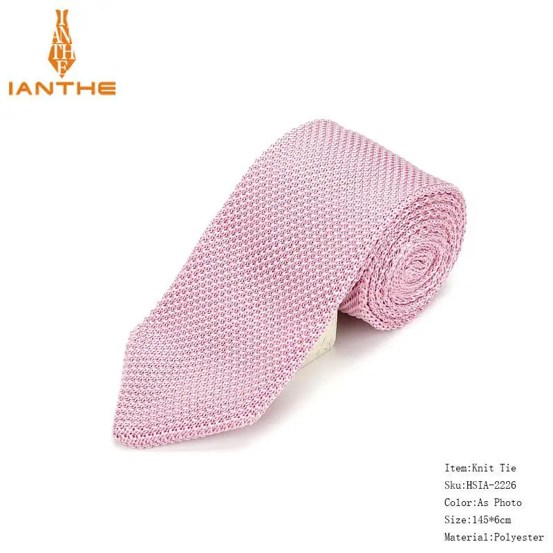 Fashion Slim Neck Tie Wedding Knitt Necktie for Men Skinny Knit Ties Man Gravata Candy Color Navy Narrow Knitted Slim Neckties