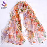 Pink Orange Silk Scarf 2016 New Design Long Female Scarves Printed 170*105cm Spring Autumn Fashion Accessories Women Silk Scarf