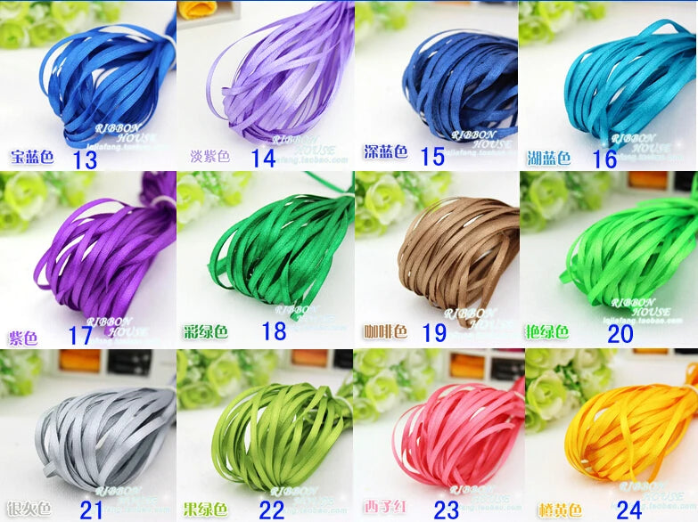 Multicolor (10meters/lot) 1/8" (3mm) Single Face Satin Ribbon Webbing Decoration Gift Christmas Party Ribbons DIY Candy Box Dec