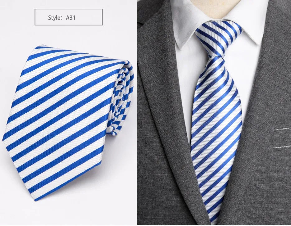 20 Style Formal Ties Business Vestidos Wedding Classic Men's Tie Stripe Grid 8cm Corbatas Dress Fashion Accessories Men Necktie