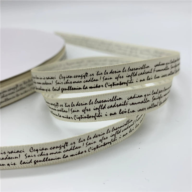 5yards/Lot 10mm Polyester Ribbon Handmade Design Printed Text Ribbons For Wedding Christmas Decoration DIY Sewing Fabric