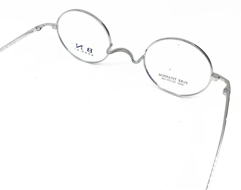 Pure Titanium Vintage 45mm Small Round Eyeglass Frames Full Rim Rx able Glasses