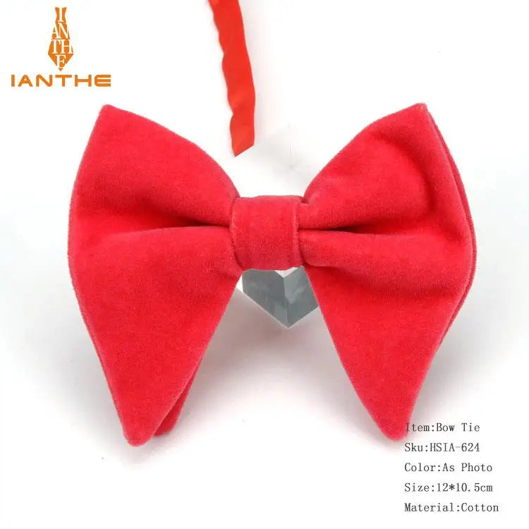 Men's Big Bow Ties For Women Men Micro Suede Bowtie Candy Solid Corduroy Butterfly Soft Lithe Gravata Wedding Party Tie Bowknot