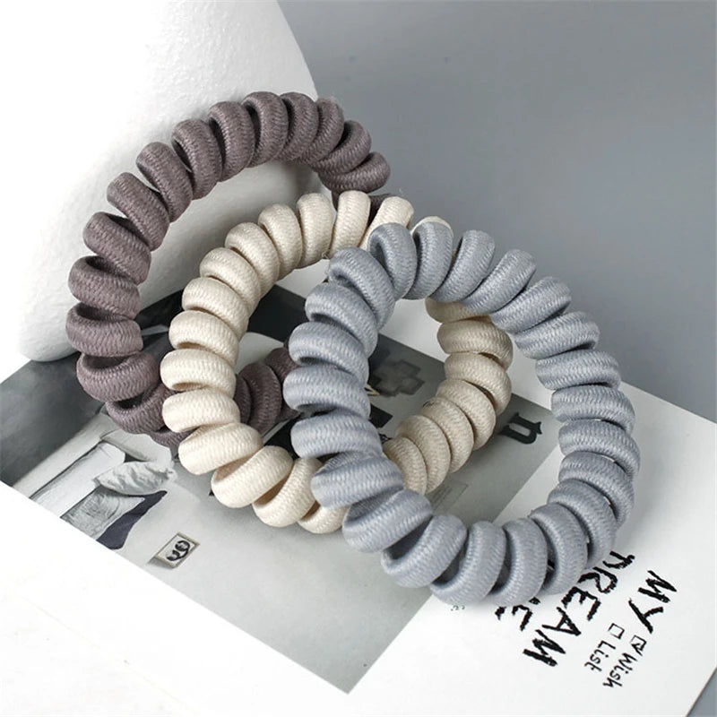 High Elasticity Telephone Coil Hairbands Women Spiral Hair Ties Girls Hair Rings Rope Solid Color Hair Accessories Gum Scrunchy