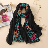 2023 Plain Embroider Floral Viscose Shawl Scarf From Indian Bandana Print Cotton Scarves and Wraps Soft Foulard Muslim Hijab Cap