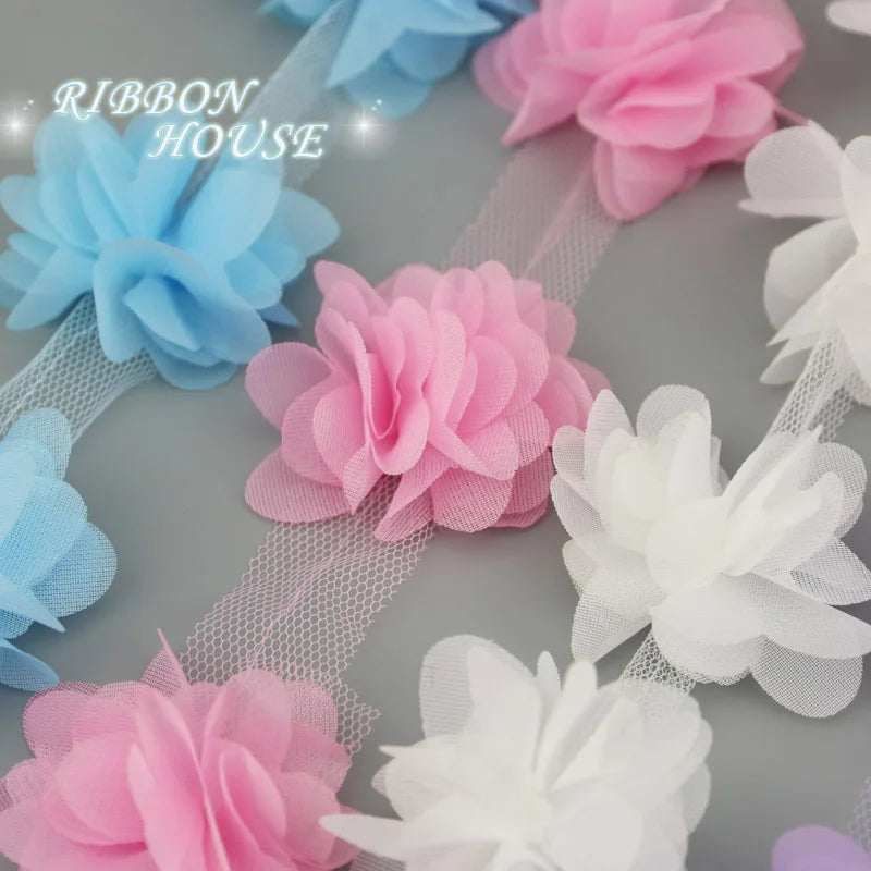 (60pieces/lot) 50mm petal Chiffon lace fabric Webbing Decoration Love gift ribbons crafts