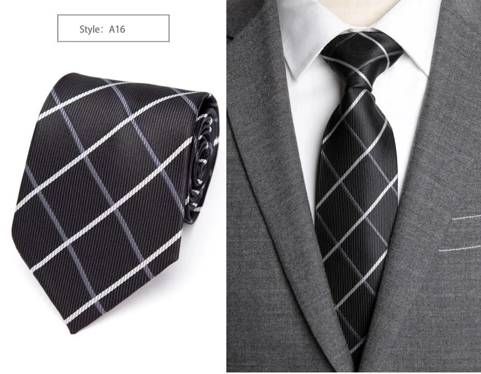 20 Style Formal Ties Business Vestidos Wedding Classic Men's Tie Stripe Grid 8cm Corbatas Dress Fashion Accessories Men Necktie