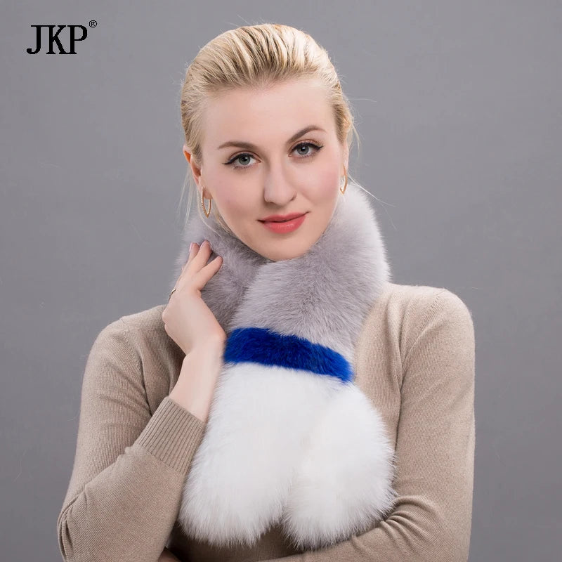 Winter Colourful Real Fur Scarves Women 100% Genuine Fox Fur Scarf Solid Shawl