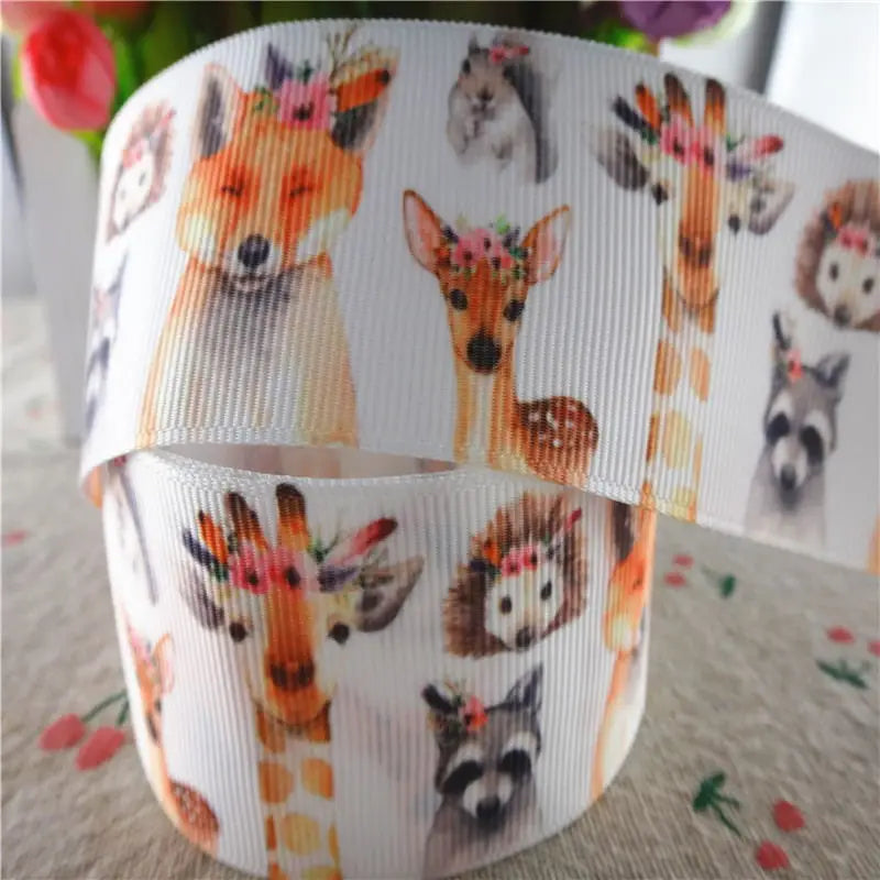 5 yards 1" 25mm,1-1/2" 38mm animals printed grosgrain ribbons DIY hair bows handmade materials,M18091904