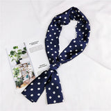 Women Polka Dot Printed Handle Bag Hair Hat Femme Business Wear Small Ribbon Tie Headband Handkerchief Foulard Narrow Scarf Silk