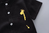 New Summer  Hot Sale Toddler Kids Baby Boys Shirt Cartoon Tops Denim Shorts Pants Outfits Set Baby Clothes