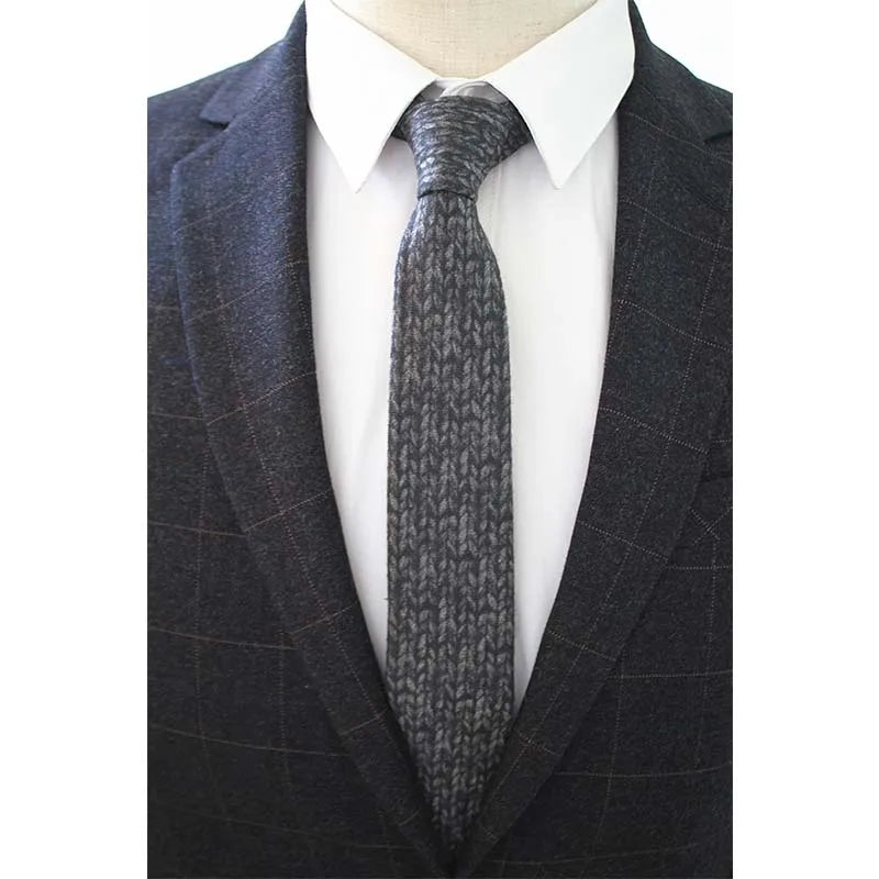 JEMYGINS Original High Quality Cotton 2.4'' Skinny Plaid Solid Cashmere Tie Wool Men Neck Tie For Youth Working Meeting