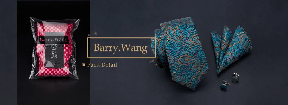 Red Silk Wedding Necktie Jacquard Woven Striped Ties For Men Tie Handkerchief Cufflink Set Barry.Wang Fashion Designer FA-5028