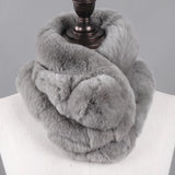 New Winter Natural Rex Rabbit Fur Ring Scarf Women Warm Real Rex Rabbit Fur Mufflers Russian Lady Genuine Rex Rabbit Fur Scarves