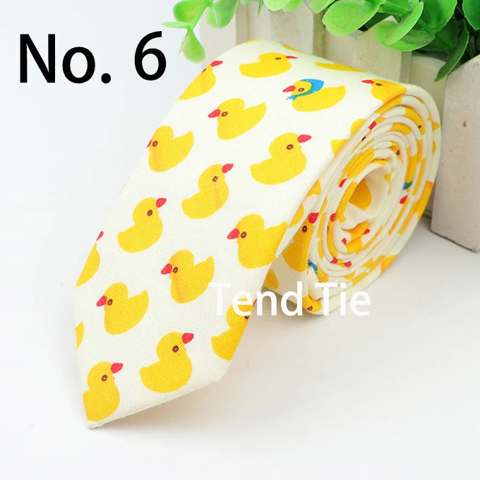 Cotton Men's Colourful Tie Duck Dog Fruit Flower Ties Narrow Kids Children Necktie Slim Skinny Cravate Narrow Thick Neckties