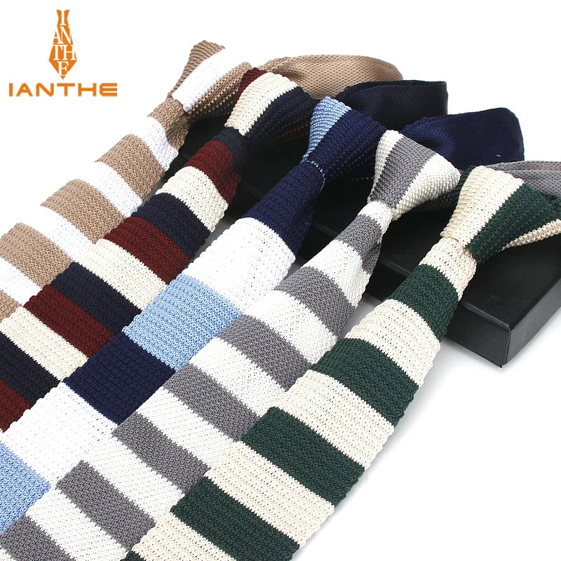 Fashion Slim Neck Tie Wedding Knitt Necktie for Men Skinny Knit Ties Man Gravata Candy Color Navy Narrow Knitted Slim Neckties