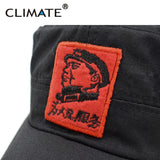 CLIMATE New Men Cool Military Caps Chinese Chairman Mao Zedong Cap Army Green Flat Top Cap The Communist Party Adult Hat Caps