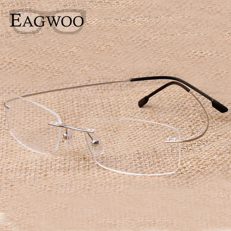 Pure Titanium Eyeglasses Rimless flexible Optical Frame Prescription Spectacle Frameless Glasses Eye glasses 010 Line Temple
