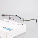 New Trimming Myopia Spectacle Optical Prescription Rimless Eyewear Frame Male Eyeglasses Pure Titanium Eye Glasses 097