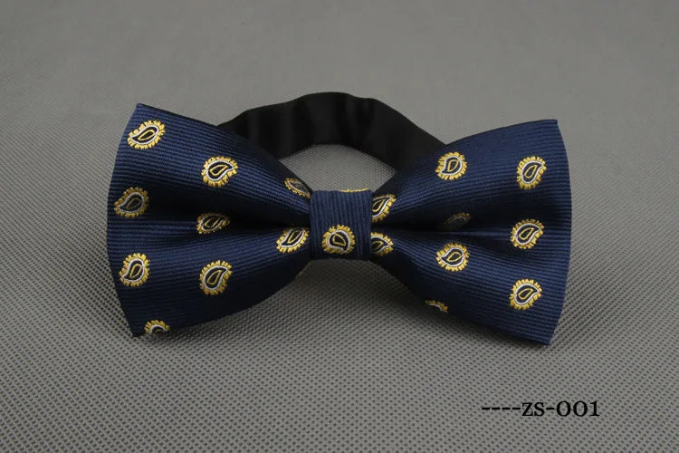 RBOCOTT Men's Bow Tie Gold Paisley Bowtie Business Wedding Bowknot Dot Blue And Black Bow Ties For Groom Party Accessories