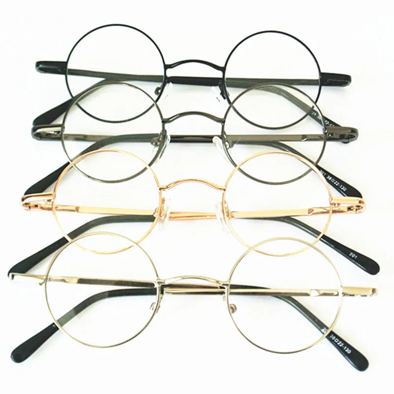60s Vintage 38mm small Round Eyeglass Frames Spring Hinges myopia Rx able Glasses Spectacles come with Customed clear lenses