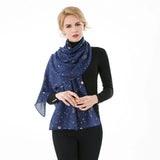 FOXMOTHER 2021 New Fashion Navy Star Moon Foil Gold Scarf For Womens Chirstmas Gifts