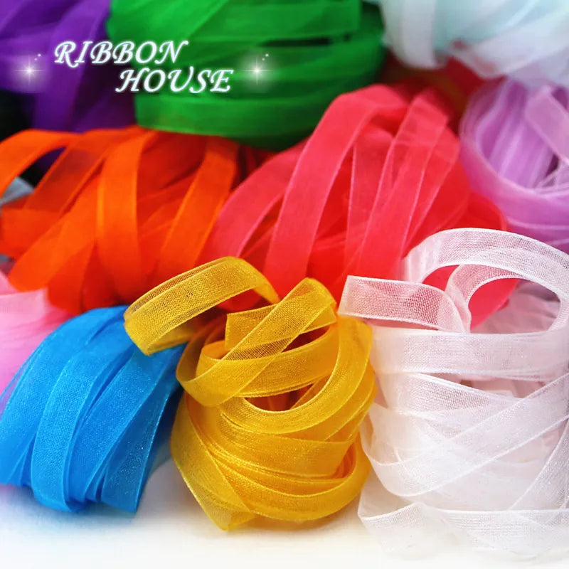 (40 meters/lot) 1/4''(6mm) Organza Ribbon wholesale gift wrapping Christmas ribbons DIY  Jewelry Decorative