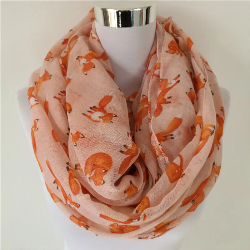 New Fashion Fox Infinity Scarf Animal Scarf Small Fox Scarves in Long Scarf Fox in Tan Shawls hot sale Panda women neckerchief