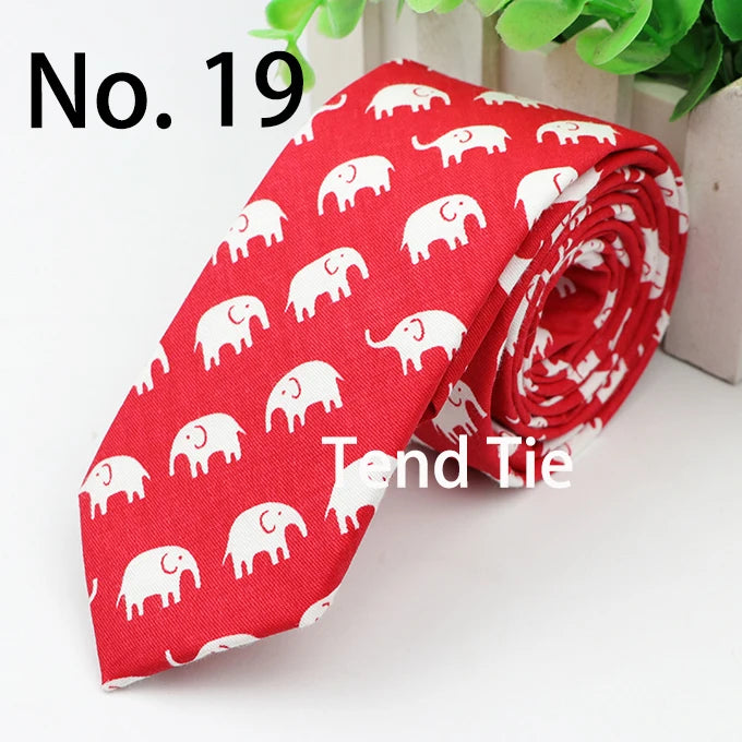 Cotton Men's Colourful Tie Duck Dog Fruit Flower Ties Narrow Kids Children Necktie Slim Skinny Cravate Narrow Thick Neckties