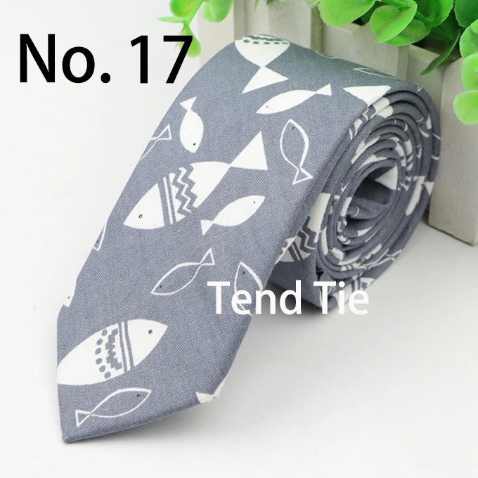 Cotton Men's Colourful Tie Duck Dog Fruit Flower Ties Narrow Kids Children Necktie Slim Skinny Cravate Narrow Thick Neckties