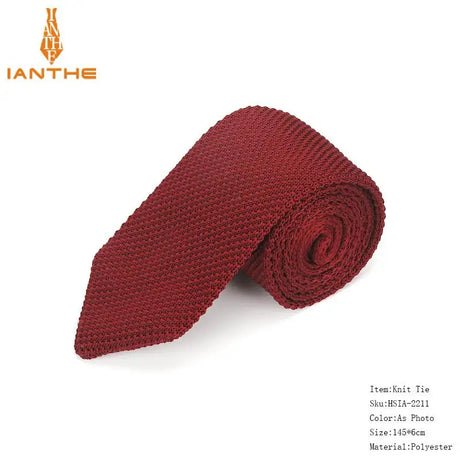 Fashion Slim Neck Tie Wedding Knitt Necktie for Men Skinny Knit Ties Man Gravata Candy Color Navy Narrow Knitted Slim Neckties