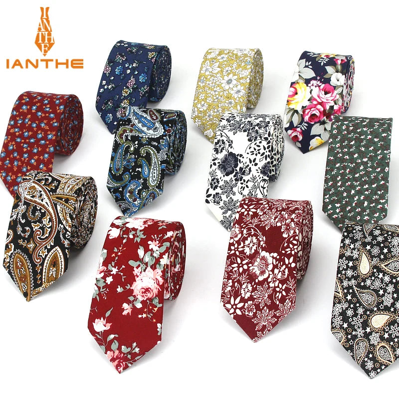 6cm Brand New Mens Cotton Casual Necktie Wedding Groom Leaf Neck Ties For Man Birds Print Gravatas Business Classic Neckwear