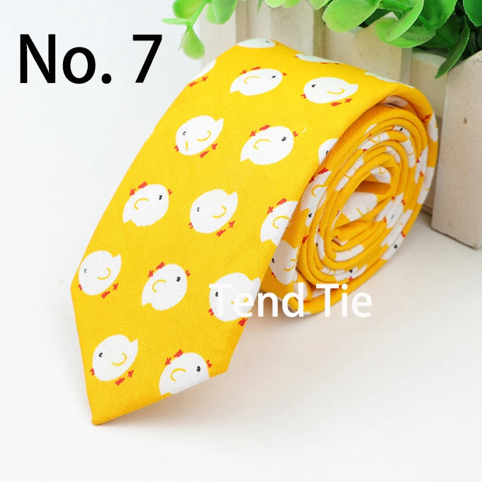 Cotton Men's Colourful Tie Duck Dog Fruit Flower Ties Narrow Kids Children Necktie Slim Skinny Cravate Narrow Thick Neckties