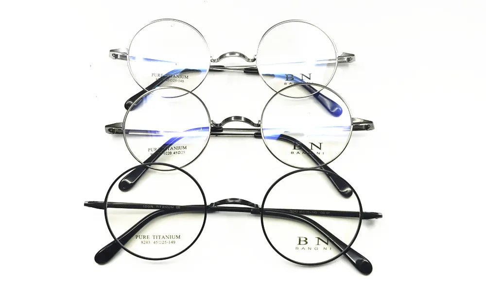 Pure Titanium Vintage 45mm Small Round Eyeglass Frames Full Rim Rx able Glasses