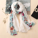 2023 Plain Embroider Floral Viscose Shawl Scarf From Indian Bandana Print Cotton Scarves and Wraps Soft Foulard Muslim Hijab Cap