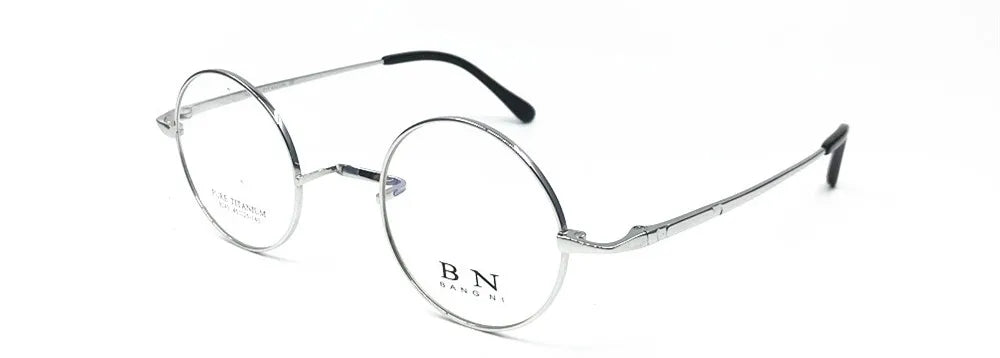 Pure Titanium Vintage 45mm Small Round Eyeglass Frames Full Rim Rx able Glasses