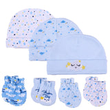 2022 Unisex Baby Hats+Gloves Headwear Cotton Solid Newborn Nightcap Fitted Baby Boys Girls Sets Print Cartoon Baby Accessories