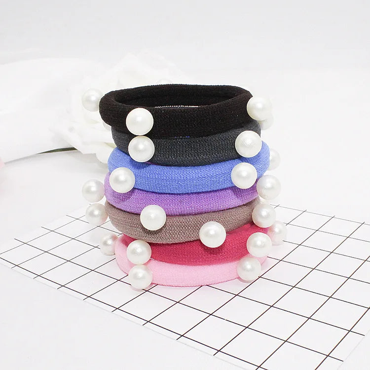 8 Pcs/lot Candy Fluorescence Colored Hair Holders High Quality Pearl Rubber Bands Hair Elastics Accessories Girl Women Tie Gum