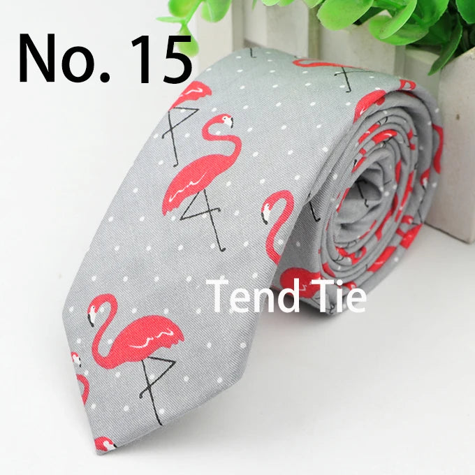 Cotton Men's Colourful Tie Duck Dog Fruit Flower Ties Narrow Kids Children Necktie Slim Skinny Cravate Narrow Thick Neckties