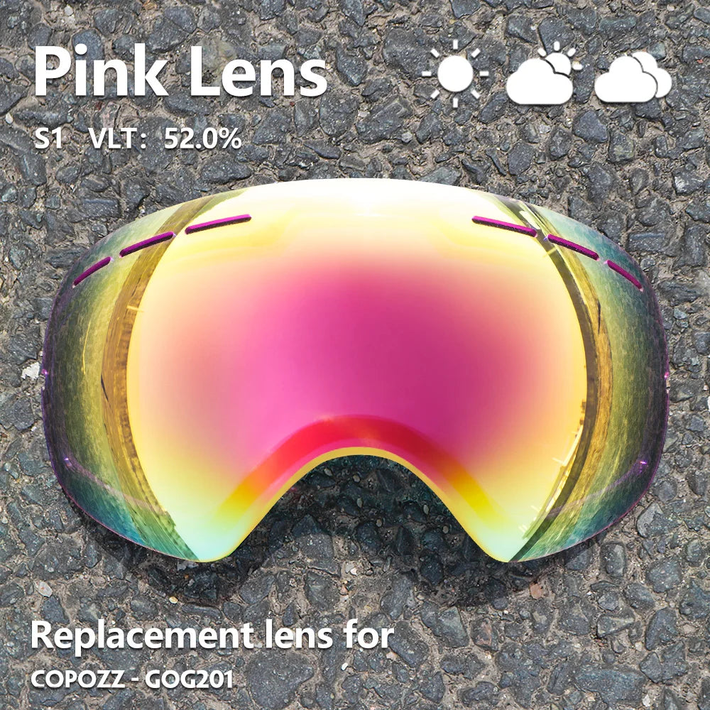 Sunny Cloudy Lens for ski goggles GOG-201 anti-fog UV400 large spherical ski glasses snow goggles eyewear lenses(Only Lens)