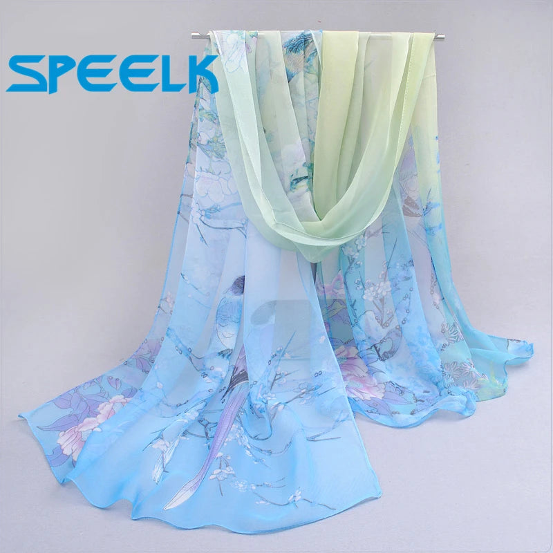 6 Colors New Chiffon Scarves  Women Summer Silk Scarf Chiffon Thin Shawls And Wraps  Foulard Flower Hijab Stoles Wholesale