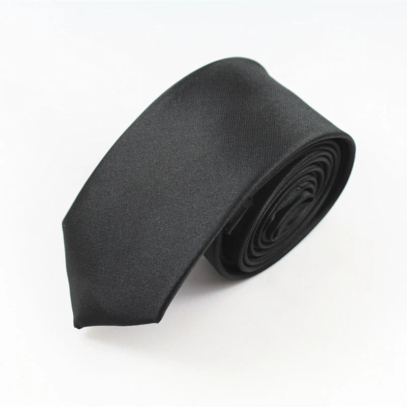 JEMYGINS Men's Tie 100% Silk Pure Black Tie 5cm Skinny Slim Tie High Quality Classic Business Casual Party Tie Wedding