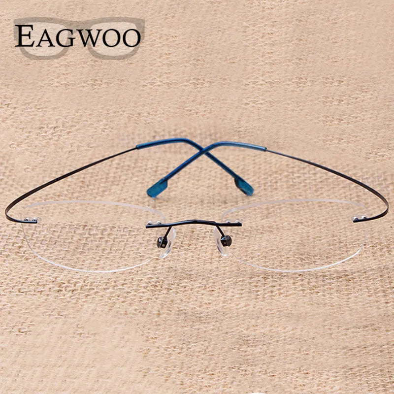 Pure Titanium Eyeglasses Rimless flexible Optical Frame Prescription Spectacle Frameless Glasses Eye glasses 010 Line Temple