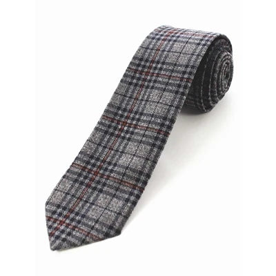 JEMYGINS Original High Quality Cotton 2.4'' Skinny Plaid Solid Cashmere Tie Wool Men Neck Tie For Youth Working Meeting