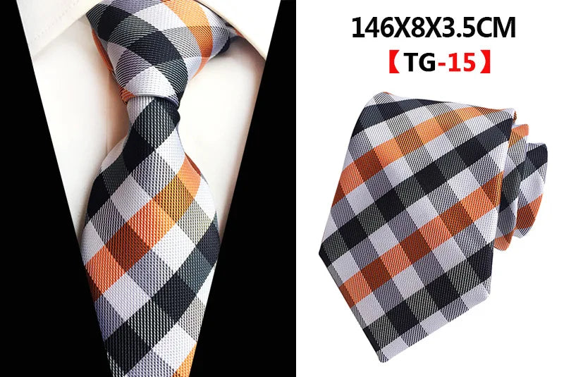 New Design Paisley Plaid Jacquard Woven Silk Mens Ties Neck Tie 8cm Striped Ties for Men Business Suit Business Wedding Party