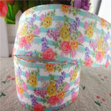 1" 25mm/1-1/2" 38mm 5 Yards Flowers Printed Grosgrain Ribbons DIY 100% Polyester Hair Bows Handmade Grosgrain Ribbons 18091905